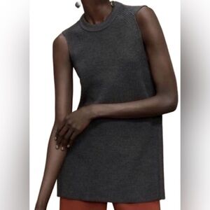 Aritzia Wilfred Palmier Charcoal Sleeveless Knit Tunic Top Size Medium